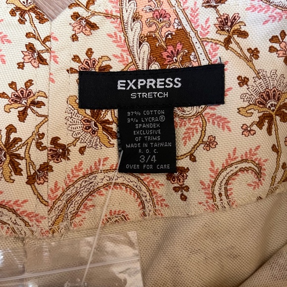 Express paisley cropped pants, size 3/4, NWT - Picture 3 of 7